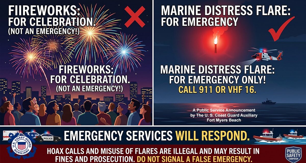 Boaters reminded that distress flares are not fireworks over the Fourth of July