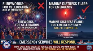 Boaters reminded that distress flares are not fireworks over the Fourth of July