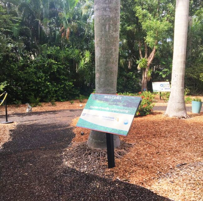 Welcome sign for IMAG Backyard Nature and Florida-Friendly Landscaping