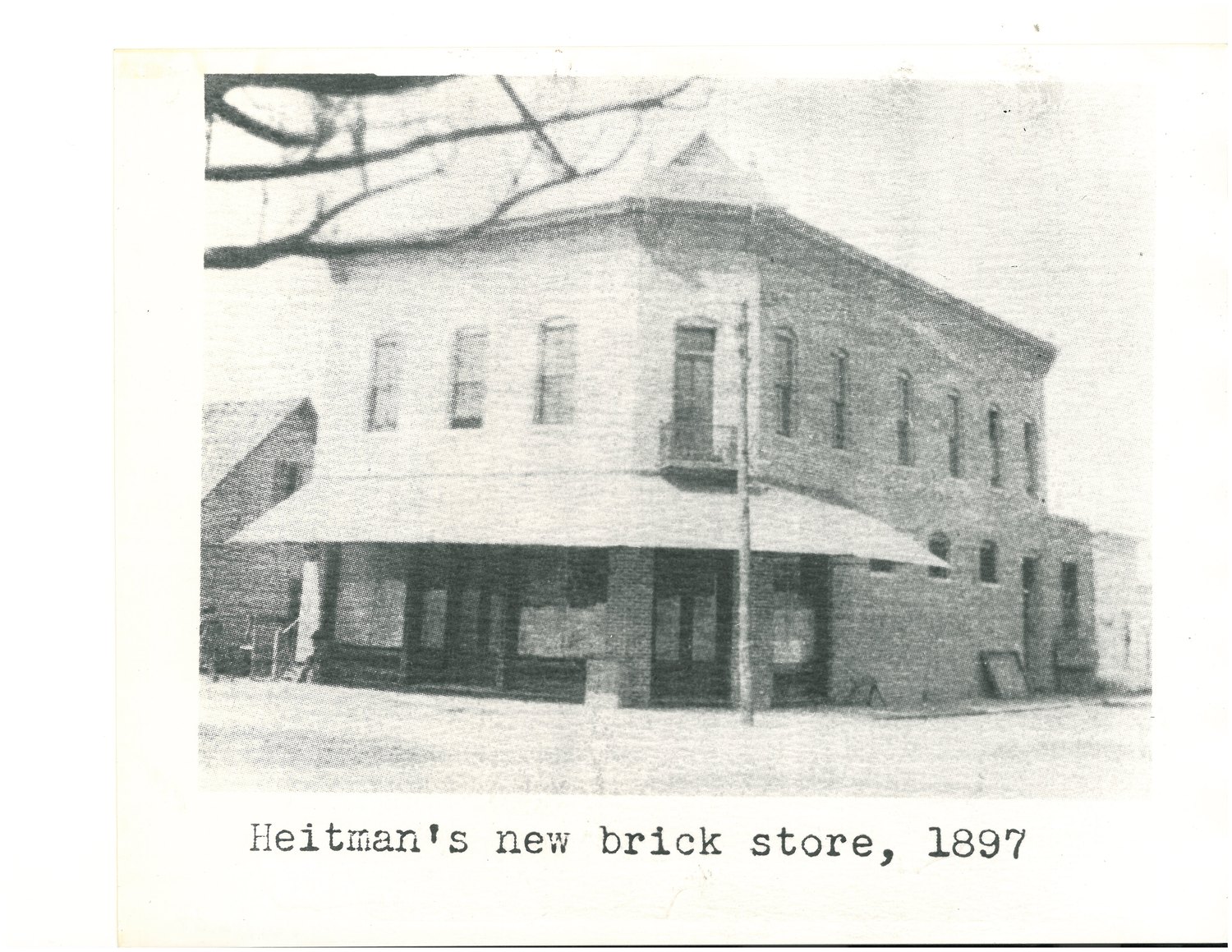 Heitman's new brick store at First and Jackson streets, 1897