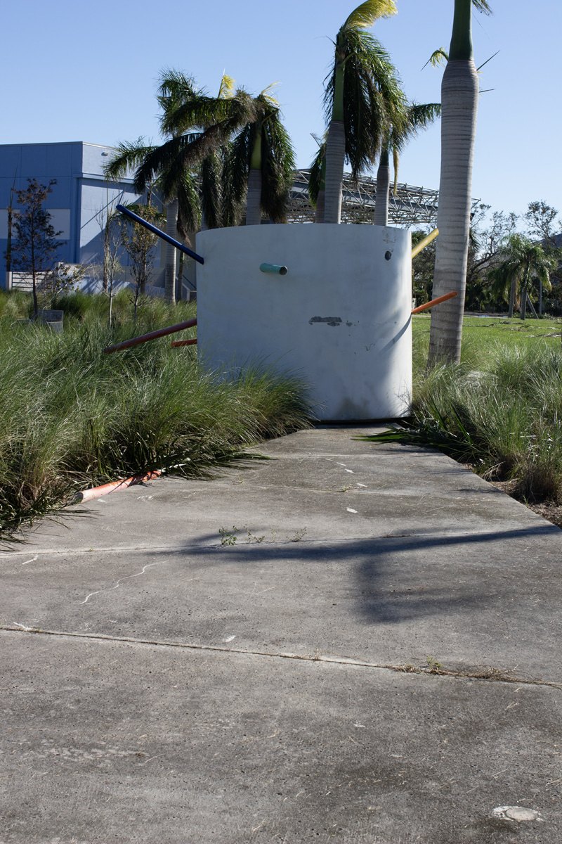 You Are Here sculpture stripped of paint after Hurricane Ian damage
