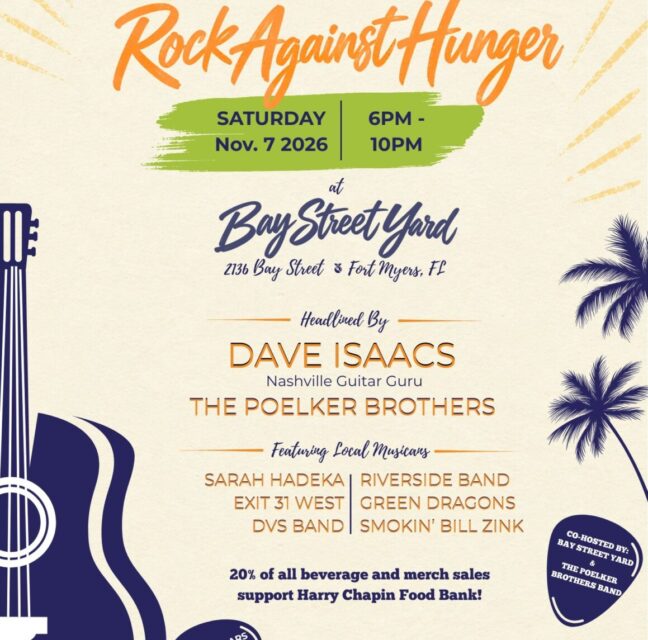 Rock Against Hunger flyer, Nov. 7 at Bay Street Yard in Fort Myers