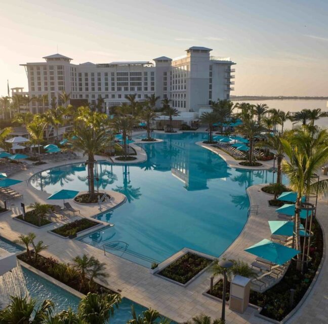 Sunseeker Resort at sunrise on Charlotte Harbor